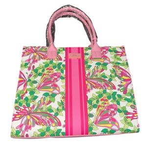 Trina Turk || NWT || Butterfly w/ Pink Stripe Printed Tote